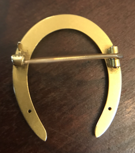 Brooch, antique 1900’s horseshoe, 14 kt yellow & white gold
