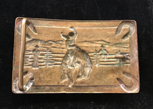 Load image into Gallery viewer, Belt Buckle, vintage 1940’s rodeo bronc rider, heavy brass or bronze
