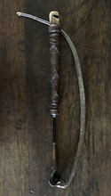 Load image into Gallery viewer, Beagling Whip, rare, antique-Victorian era, whistle topped, with exceptional plaiting, part of original thong and an adjustable length shaft

