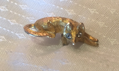 Stickpin, Antique Gold Fox w Diamond Eyes