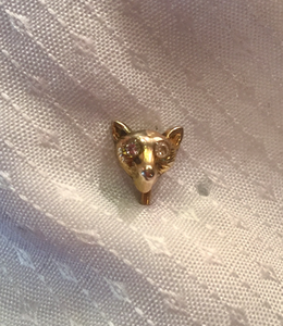 Stickpin: Gold Fox Mask w Diamond Eyes