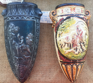 Wall Pocket Vases: 1900-1940's hunt scenes, ceramic