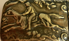 Load image into Gallery viewer, Vesta case with embossed 19th c steeplechase scene, Desk Conversation Piece
