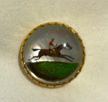 Load image into Gallery viewer, Stickpin, antique reverse painted crystal in 14 kt setting
