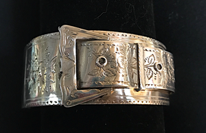 Bracelet, buckle, sterling, hallmarked 1885, hand engraved