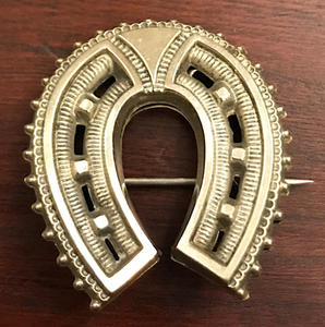 Brooch, antique horseshoe, Victorian, Dressage