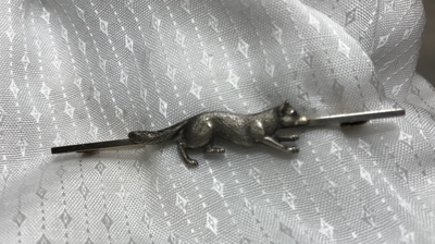 Stock pin fox on bar pin vintage sterling silver