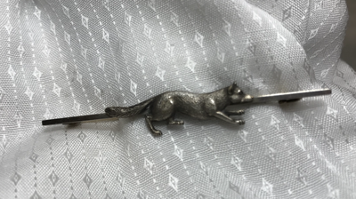 Stock pin, fox on bar pin, vintage, sterling silver