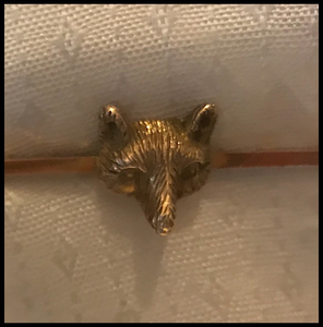 Stock pin, antique, fox mask, 9 kt gold