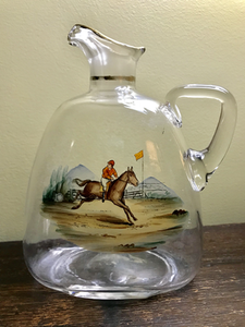 Bar/Tableware, Decanter, Antique blown glass with racing scene
