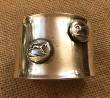 Load image into Gallery viewer, Bracelet, AH Designed, Sterling Wide Cuff w Wedgwood Horse Medallions
