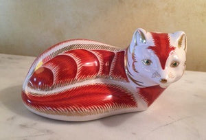 Desk Paper Weight, Royal Crown Derby Fine China Imari Red Fox w gold accents