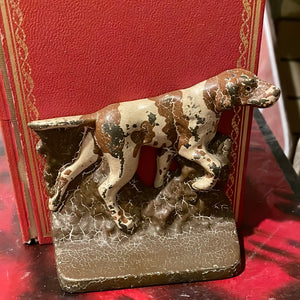 Hunting Dog Bronze Bookends, Painted