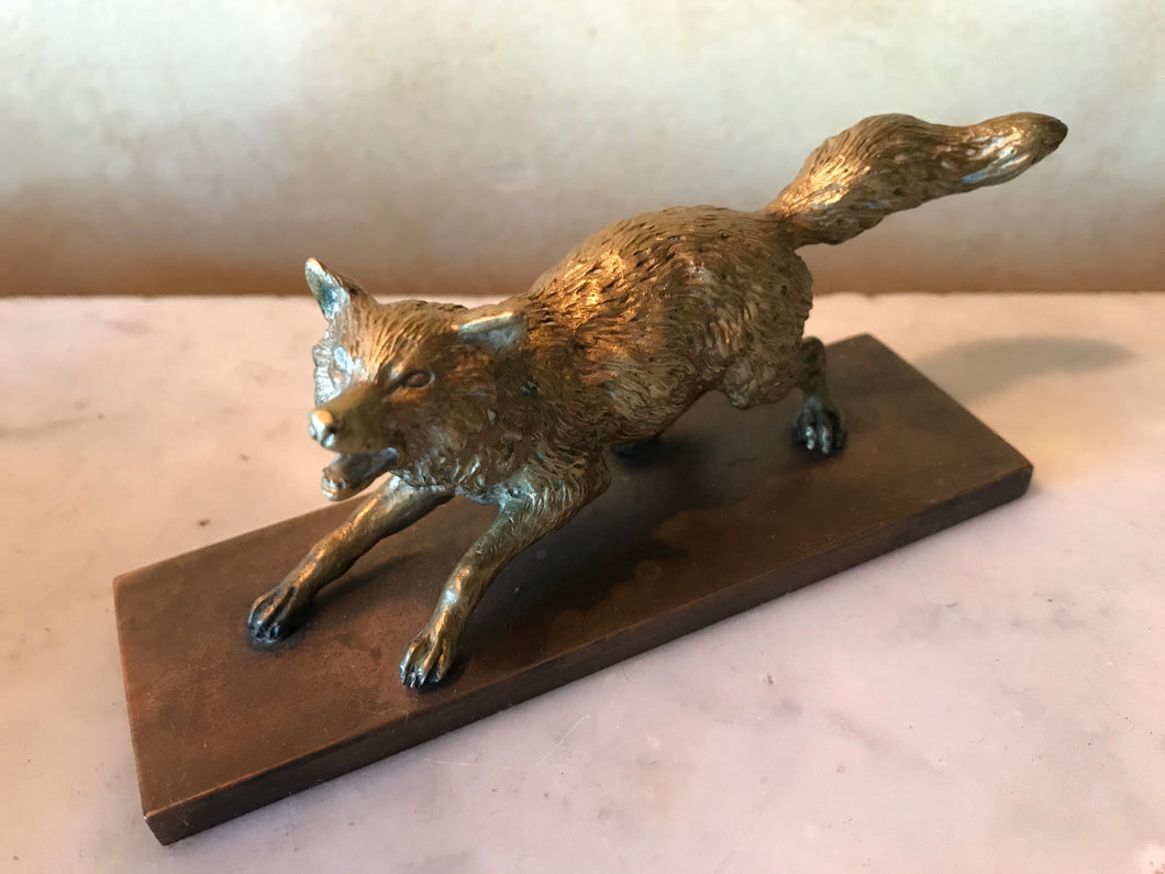 Bronze fox statue, vintage/antique
